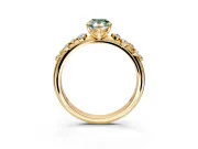 Cluster Engagement Ring Setting for Fancy Green Pear-Shaped Center with Round Cut Accent Band and Prong Head in Yellow Gold