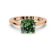Solitaire Engagement Ring Setting for Fancy Green Cushion Cut Center with Open Cathedral Shoulders and Prong Head in Rose Gold