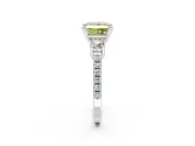3 Stone Engagement Ring Setting for Fancy Yellow Princess Cut Center with Round Cut Side Accents and Prong Head in White Gold