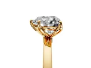 Solitaire Engagement Ring Setting for Heart-Shaped Center with Thin Rounded Plain Band and Prong Head in Yellow Gold