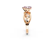 Solitaire Engagement Ring Setting for Fancy Pink Pear-Shaped Center with Criss-Cross Accent Band and Prong Head in Rose Gold