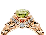 Solitaire Engagement Ring Setting for Fancy Yellow Radiant Cut Center with Filigree Band and Prong Head in Rose Gold