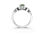 Leaf Engagement Ring Setting for Fancy Green Pear-Shaped Center with Milgrain Accent Band and Prong Head in White Gold