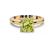 Solitaire Engagement Ring Setting for Fancy Yellow Cushion Cut Center with Wire Band and Prong Head in Yellow Gold