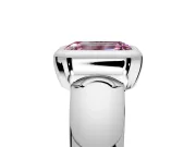Solitaire Engagement Ring Setting for Fancy Pink Emerald Cut Center with Wide Band and Bezel Head in White Gold