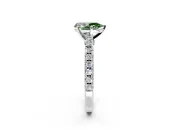 Solitaire Engagement Ring Setting for Fancy Green Pear-Shaped Center with Single Row Accent Band and Prong Head in Platinum