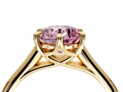 Solitaire Engagement Ring Setting for Fancy Pink Round Cut Center with Cathedral Band and Prong Head in Yellow Gold