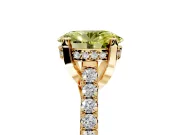Solitaire Engagement Ring Setting for Fancy Yellow Oval Center with Widening Pave Band and Claw Prong Head in Yellow Gold