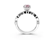 Solitaire Engagement Ring Setting for Fancy Pink Oval Center with Milgrain Bezel Accents and Prong Head in Platinum