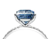 Solitaire Engagement Ring Setting for Fancy Blue Princess Cut Center with Fine Pave Accents and Prong Head in Sterling Silver
