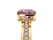 Solitaire Engagement Ring Setting for Fancy Pink Radiant Cut Center with Raised Channel Band and Prong Head in Yellow Gold