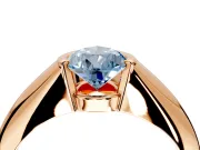 Tension Engagement Ring Setting for Fancy Blue Pear-Shaped Center with Wide Tapered Band and Tension Head in Rose Gold