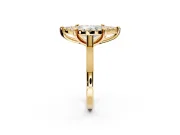 Single Halo Engagement Ring Setting for Marquise Center with Corner Claws, Plain Band and Prong Head in Yellow Gold