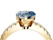 Solitaire Engagement Ring Setting for Fancy Blue Heart-Shaped Center with Single Row Accent Band and Prong Head in Yellow Gold