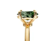 Minimalist Solitaire Engagement Ring Setting for Fancy Green Oval Center with Thin Band and Prong Head in Yellow Gold
