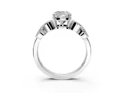 Leaf Engagement Ring Setting for Cushion Cut Center with Milgrain Accent Band and Prong Head in White Gold