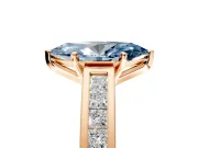 Solitaire Engagement Ring Setting for Fancy Blue Marquise Center with Princess Cut Channel Band and Prong Head in Rose Gold