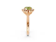 Starburst Halo Engagement Ring Setting for Fancy Yellow Round Cut Center with Thin Round-Wire Band and Prong Head in Rose Gold