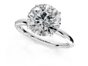 Low-Set Solitaire Engagement Ring Setting for Round Cut Center with Thin Plain Band and Prong Head in Platinum