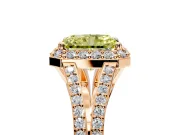 Halo Engagement Ring Setting for Fancy Yellow Radiant Cut Center with Pave Split Shank and Prong Head in Rose Gold
