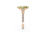 3 Stone Engagement Ring Setting for Fancy Yellow Marquise Center with Round Cut Side Accents and Prong Head in Rose Gold