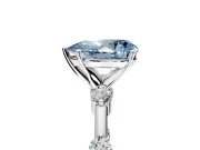 Solitaire Engagement Ring Setting for Fancy Blue Pear-Shaped Center with Bezel Station Band and Prong Head in Sterling Silver