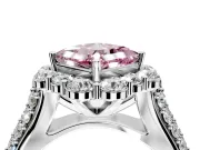 Large Accent Halo Engagement Ring Setting for Fancy Pink Princess Cut Center with Pave Split Shank and Prong Head in Sterling Silver