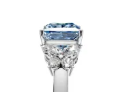 Solitaire Engagement Ring Setting for Fancy Blue Princess Cut Center with Marquise Flower Shoulders and Prong Head in White Gold