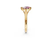 Solitaire Engagement Ring Setting for Fancy Pink Oval Center with Cathedral Band and Prong Head in Yellow Gold