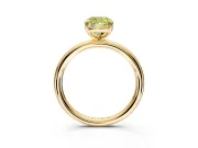 Low-Set Solitaire Engagement Ring Setting for Fancy Yellow Cushion Cut Center with Thin Plain Band and Prong Head in Yellow Gold