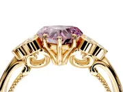 Cluster Engagement Ring Setting for Fancy Pink Heart-Shaped Center with Bezel Accent Clusters and Prong Head in Yellow Gold