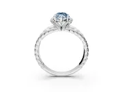 Halo Engagement Ring Setting for Fancy Blue Marquise Center with Rope Twist Split Shank and Prong Head in Platinum