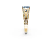 Split Shank Engagement Ring Setting for Fancy Blue Radiant Cut Center with Pave Split Shank and Prong Head in Yellow Gold