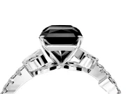 Leaf Motif Engagement Ring Setting for Fancy Black Radiant Cut Center with Pave Band and Prong Head in Platinum