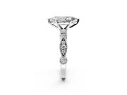 Solitaire Engagement Ring Setting for Marquise Center with Milgrain Bezel Accents and Prong Head in Platinum