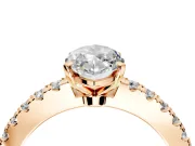 Solitaire Engagement Ring Setting for Marquise Center with Single Row Accent Band and Prong Head in Rose Gold