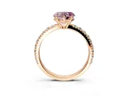 Solitaire Engagement Ring Setting for Fancy Pink Heart-Shaped Center with Large Accent Band and Prong Head in Rose Gold