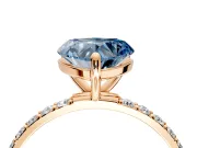 Solitaire Engagement Ring Setting for Fancy Blue Heart-Shaped Center with Pave Accents and Prong Head in Rose Gold