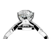 Solitaire Engagement Ring Setting for Pear-Shaped Center with Accented Twist Band and Leaf Prong Head in Sterling Silver