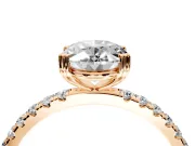 Solitaire Engagement Ring Setting for Oval Center with Pave Band and Claw Prong Head in Rose Gold