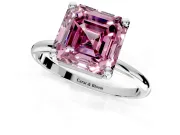 Minimalist Solitaire Engagement Ring Setting for Fancy Pink Asscher Cut Center with Thin Band and Prong Head in White Gold