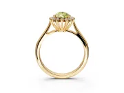 Starburst Halo Engagement Ring Setting for Fancy Yellow Pear-Shaped Center with Thin Round-Wire Band and Prong Head in Yellow Gold