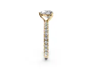 Solitaire Engagement Ring Setting for Heart-Shaped Center with Shared-Prong Accents and Prong Head in Yellow Gold