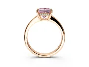Solitaire Engagement Ring Setting for Fancy Pink Princess Cut Center with Channel-Set Accent Band and Prong Head in Rose Gold