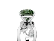 Solitaire Engagement Ring Setting for Fancy Green Cushion Cut Center with Criss-Cross Accent Band and Prong Head in Sterling Silver