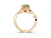 Solitaire Engagement Ring Setting for Fancy Yellow Heart-Shaped Center with Twisted Pave Split Shank and Prong Head in Rose Gold