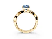 Crossover Engagement Ring Setting for Fancy Blue Radiant Cut Center with Pave and Plain Strands and Prong Head in Yellow Gold