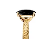 Solitaire Engagement Ring Setting for Fancy Black Oval Center with Engraved Milgrain Band and Prong Head in Yellow Gold
