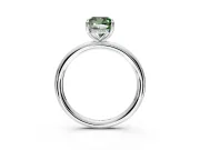 Hidden Halo Engagement Ring Setting for Fancy Green Cushion Cut Center with Thin Rounded Band and Prong Head in Platinum