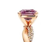 Solitaire Engagement Ring Setting for Fancy Pink Asscher Cut Center with Pave and Plain Crossover and Basket Head in Rose Gold